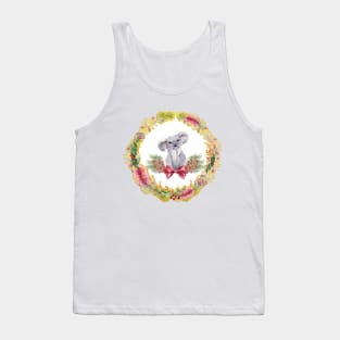 An Australian Native Floral Wreath - Christmas Koala Tank Top